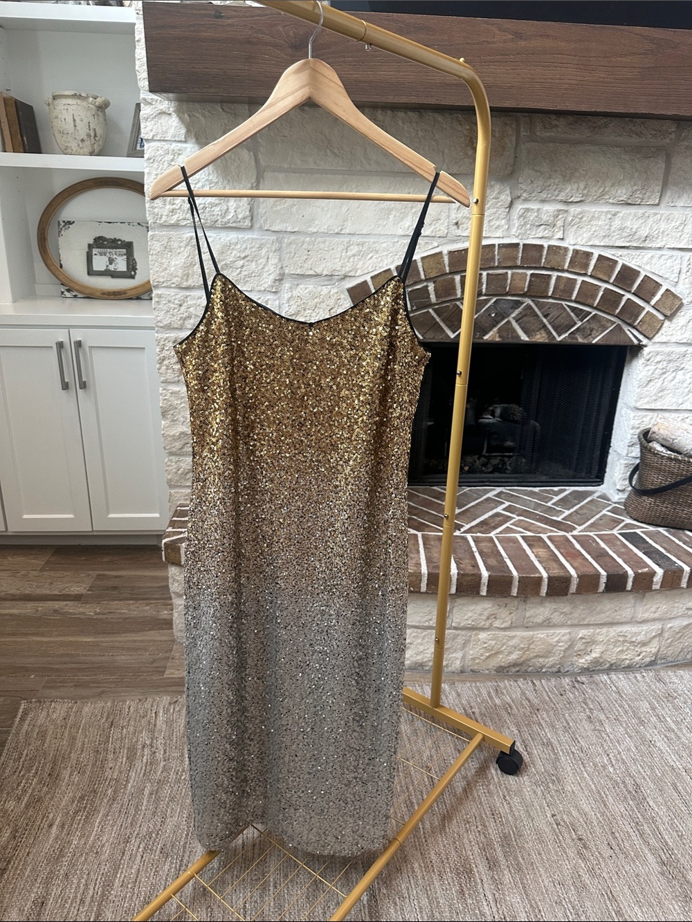 J. Crew Gold to Silver Ombre Sequin Strapless Slip Dress